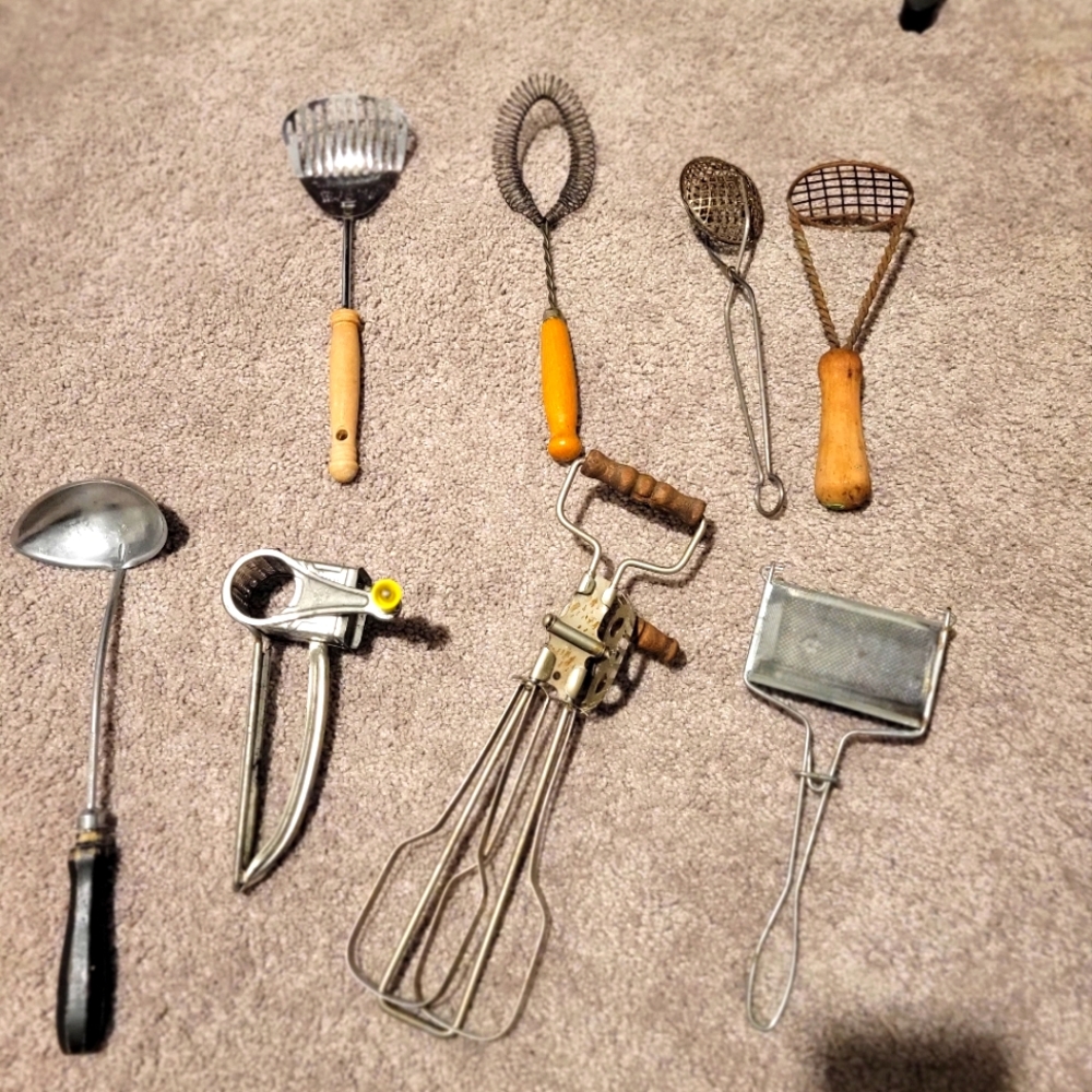 8 Vintage Antique Kitchen Primitive Utensils